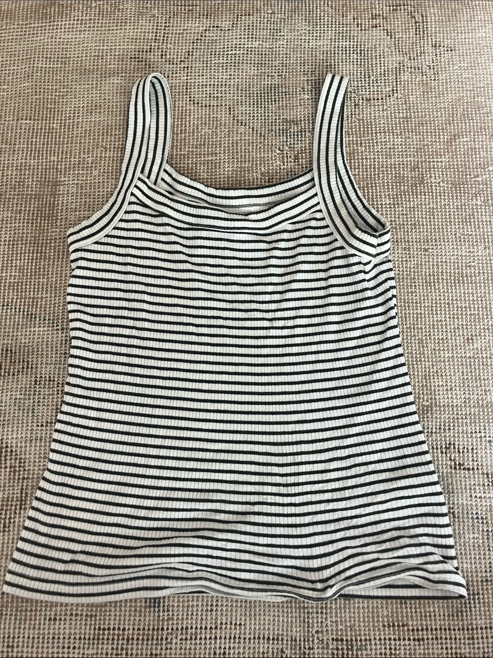 American Eagle Outfitters Black & White Striped Ribbed Tank